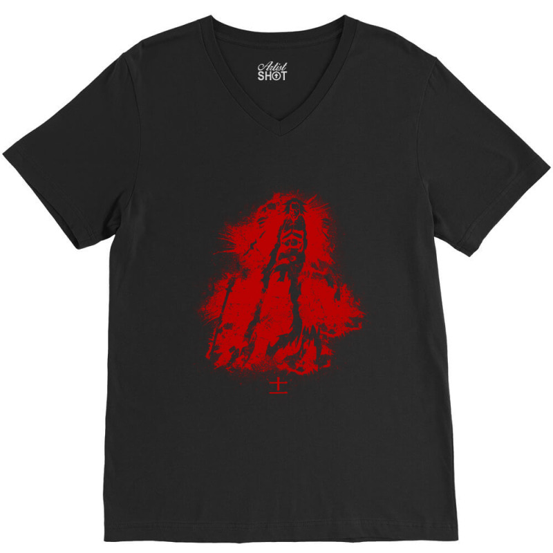 Warrior Red Abstract V-neck Tee | Artistshot