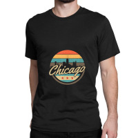 Chicago Flag Skyline Vintage Illinois Usa Souvenir Classic T-shirt | Artistshot