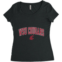 Womens Washington State Cougars Womens Arch Over Heather Gray Raglan B Women's Triblend Scoop T-shirt | Artistshot