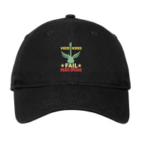 Where Words Fail Music Speaks Funny Vintage Guitar Musician Guitarist  Adjustable Cap | Artistshot