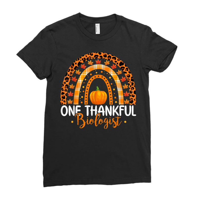 One Thankful Biologist Rainbow Boho Thanksgiving Biologist Ladies Fitted T-Shirt by Fashonus | Artistshot