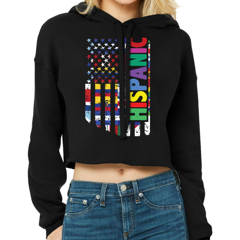 Usa And Latin American Countries Flag Hispanic Heritage Pullover Hoodi Cropped Hoodie by cm-arts | Artistshot