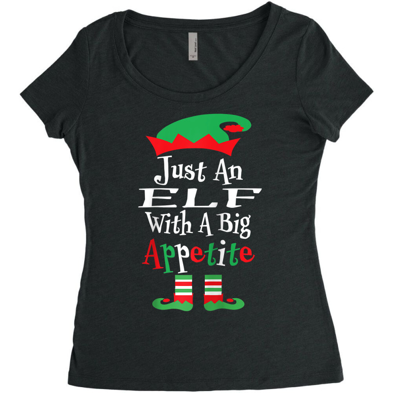 Funny Christmas Just An Elf With A Big Appetite Shirt Gift Raglan Base Women's Triblend Scoop T-shirt by cm-arts | Artistshot