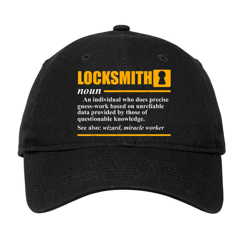 Locksmith Definition Lock Picking Locksmithing Lover Graphic Adjustable Cap by Outpost | Artistshot