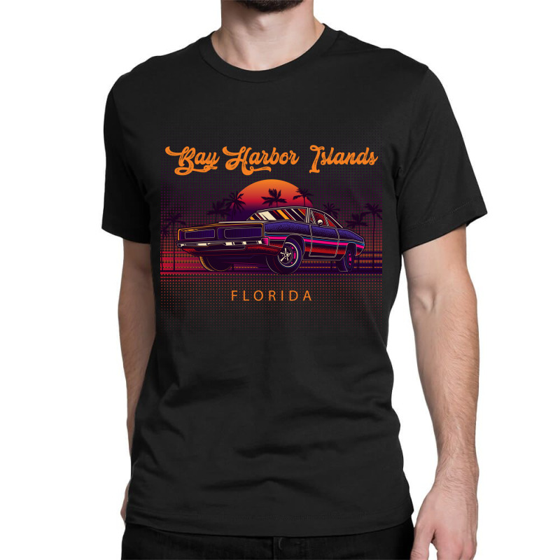 Bay Harbor Islands Florida Retro Vintage 80s 90s Muscle Cars Retrowave Classic T-shirt by pancakespienova | Artistshot