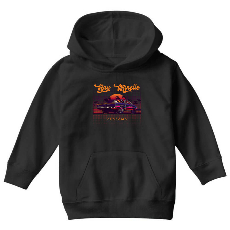 Bay Minette Alabama Retro Vintage 80s 90s Muscle Cars Retrowave Aesthe Youth Hoodie by pancakespienova | Artistshot