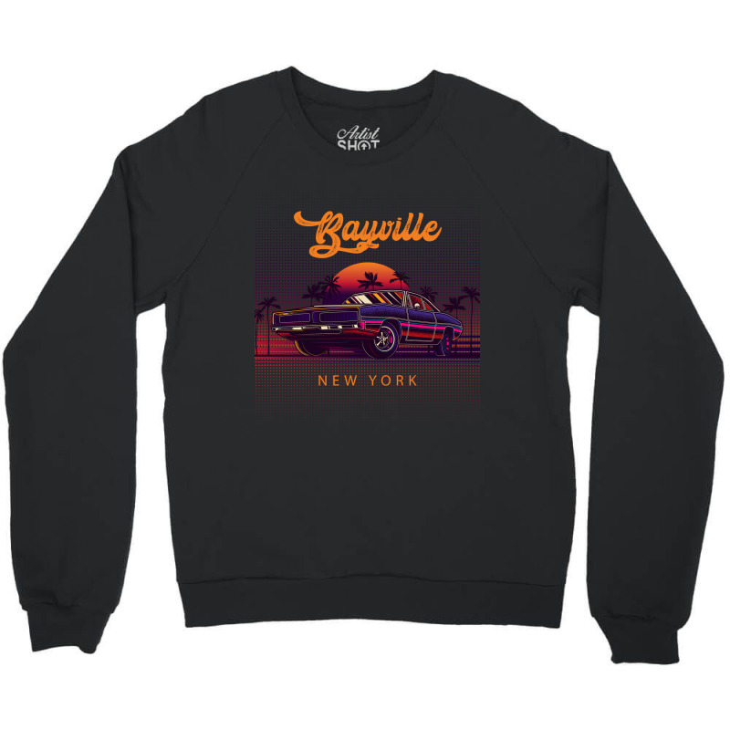 Bayville New York Retro Vintage 80s 90s Muscle Cars Retrowave Aestheti Crewneck Sweatshirt | Artistshot