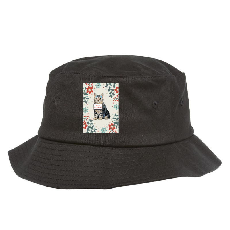 Christmas American Shorthair Cat Bucket Hat by CharlieFairchild | Artistshot