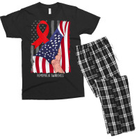 Hemophilia Awareness Vintage American Flag Red Ribbon T Shirt Men's T-shirt Pajama Set | Artistshot