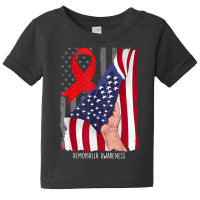 Hemophilia Awareness Vintage American Flag Red Ribbon T Shirt Baby Tee | Artistshot