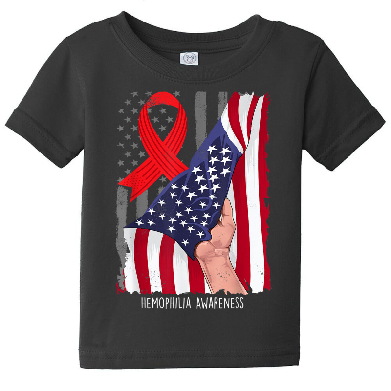 Hemophilia Awareness Vintage American Flag Red Ribbon T Shirt Baby Tee by cm-arts | Artistshot