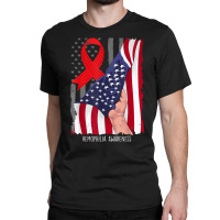 Hemophilia Awareness Vintage American Flag Red Ribbon T Shirt Classic T-shirt | Artistshot