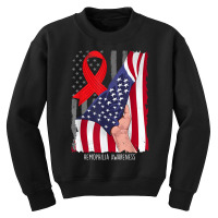 Hemophilia Awareness Vintage American Flag Red Ribbon T Shirt Youth Sweatshirt | Artistshot