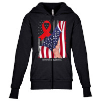 Hemophilia Awareness Vintage American Flag Red Ribbon T Shirt Youth Zipper Hoodie | Artistshot