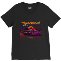 Beachwood Ohio Retro Vintage 80s 90s Muscle Cars Retrowave Aesthetic V-neck Tee | Artistshot