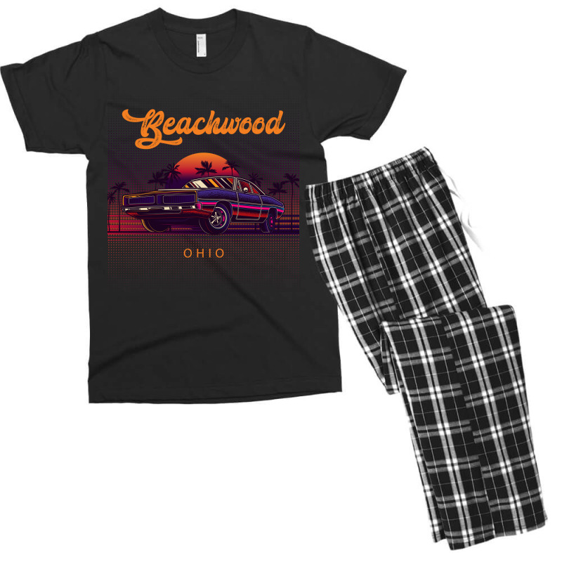 Beachwood Ohio Retro Vintage 80s 90s Muscle Cars Retrowave Aesthetic Men's T-shirt Pajama Set | Artistshot