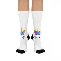 Womens Unicorn Face Halloween Costume Idea And Birthday Outfit Tank To Crew Socks | Artistshot