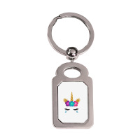 Womens Unicorn Face Halloween Costume Idea And Birthday Outfit Tank To Silver Rectangle Keychain | Artistshot