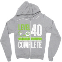 40th Birthday Gift Man Woman Gamer Gamer Level 40 Zipper Hoodie | Artistshot