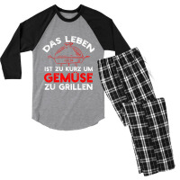 Men's With German Text Das Leben Ist Zu Kurz Um Gemüü [german Langua Men's 3/4 Sleeve Pajama Set | Artistshot