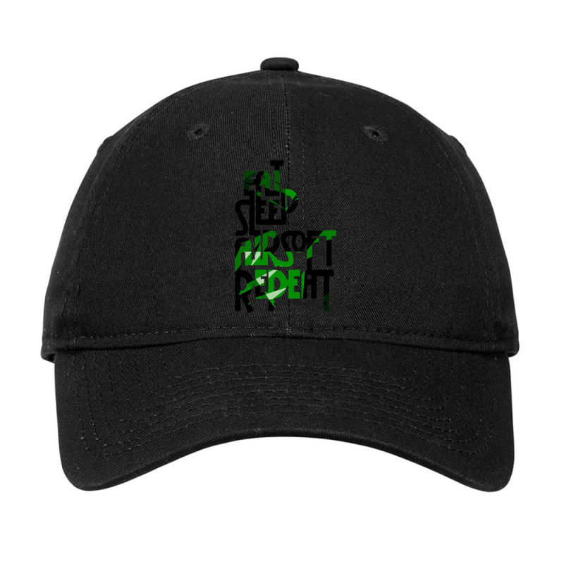 Eat.sleep. Airsoft. Repeat. - 1 - Green Camo Design - Morale Collectab Adjustable Cap by cm-arts | Artistshot