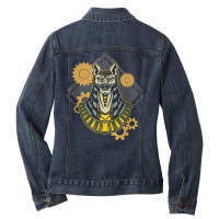 Vintage Steampunk Dog Egypt God Pharao Anubis T Shirt Ladies Denim Jacket | Artistshot