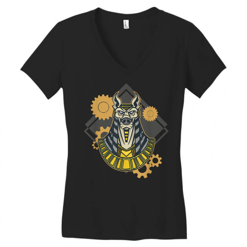 Vintage Steampunk Dog Egypt God Pharao Anubis T Shirt Women's V-Neck T-Shirt by cm-arts | Artistshot