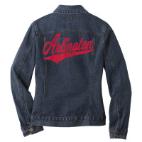 Arlington Texas Varsity Script Classic Sports Jersey Style T Shirt Ladies Denim Jacket | Artistshot