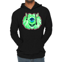 Fluffy Green One Eyed Monster With Horns Halloween Lightweight Hoodie | Artistshot