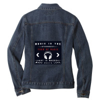 Headphone Music Is The Strongest Form Of Magic Art Is Where Work Meets Ladies Denim Jacket | Artistshot