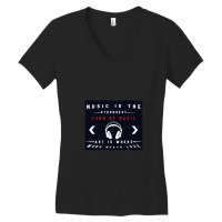 Headphone Music Is The Strongest Form Of Magic Art Is Where Work Meets Women's V-neck T-shirt | Artistshot