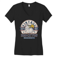 Retro Bald Eagle Brockton Massachusetts Vintage Limited Edition Women's V-neck T-shirt | Artistshot