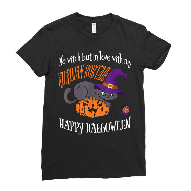 Kurilian Bobtail   Cat Lover Not A Witch Funny Halloween T Shirt Ladies Fitted T-Shirt by cm-arts | Artistshot