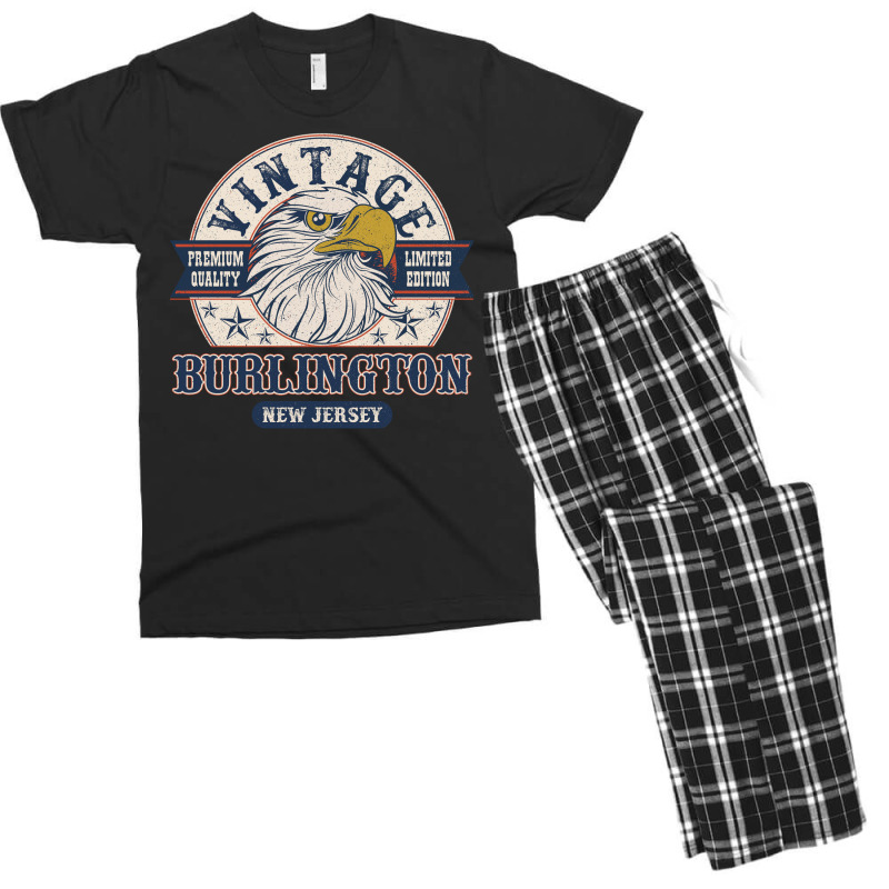 Retro Bald Eagle Burlington New Jersey Vintage Limited Edition Men's T-shirt Pajama Set | Artistshot