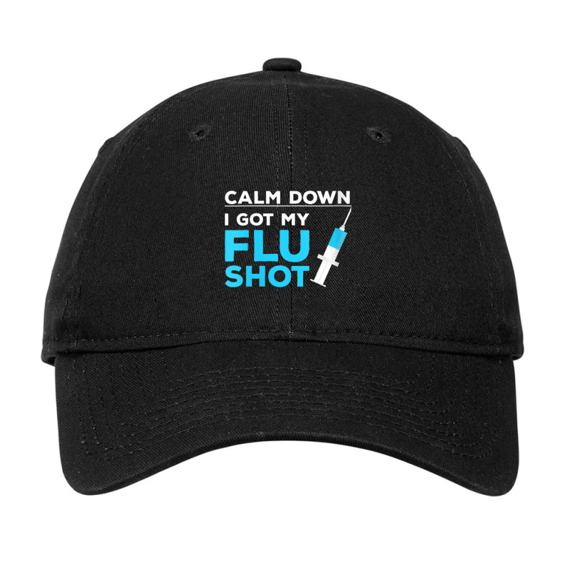 Womens Calm Down I Got My Flu Shot Vaccine Syringe Vaccinated V-neck Adjustable Cap | Artistshot