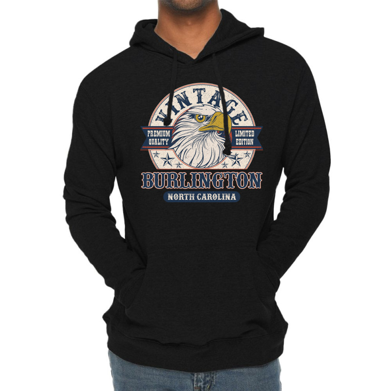 Retro Bald Eagle Burlington North Carolina Vintage Limited Edition Lightweight Hoodie | Artistshot