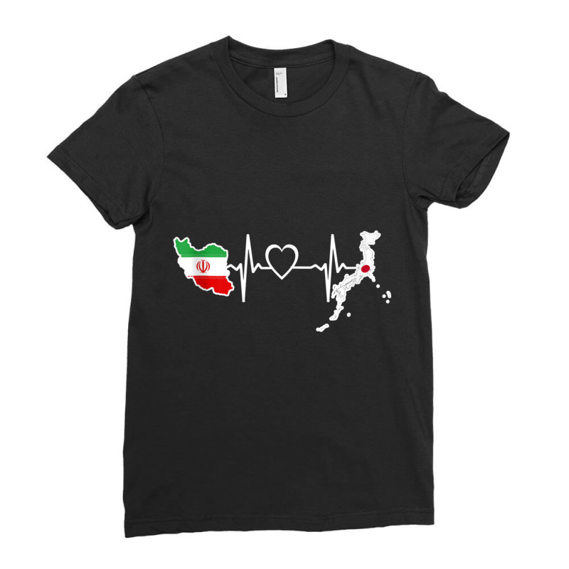 Iran Japan Flag Iranian Japanese Heartbeat Tank Top Ladies Fitted T-Shirt by cm-arts | Artistshot