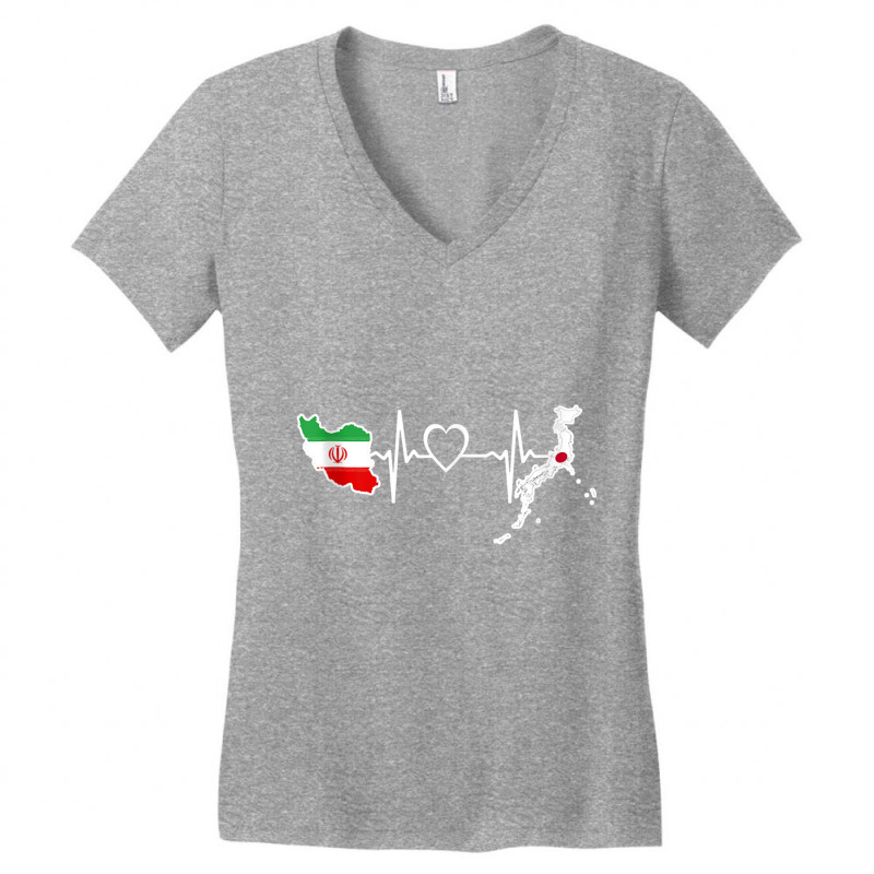 Iran Japan Flag Iranian Japanese Heartbeat Tank Top Women's V-Neck T-Shirt by cm-arts | Artistshot