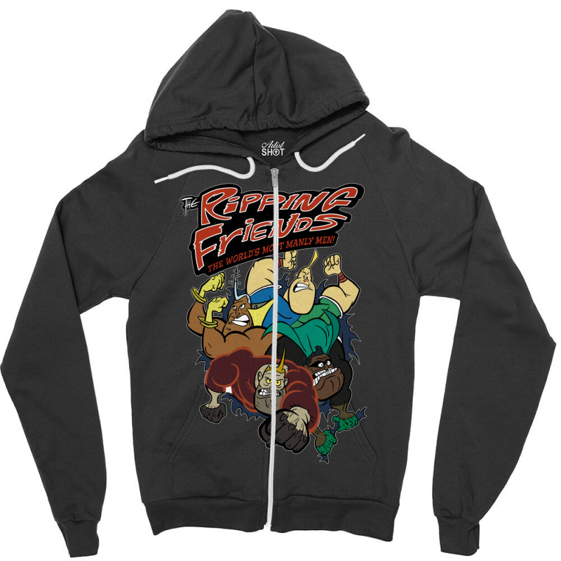 Tributetotherippingfriendstheworld'smostmanlymen!superheroparodycartoo Zipper Hoodie | Artistshot