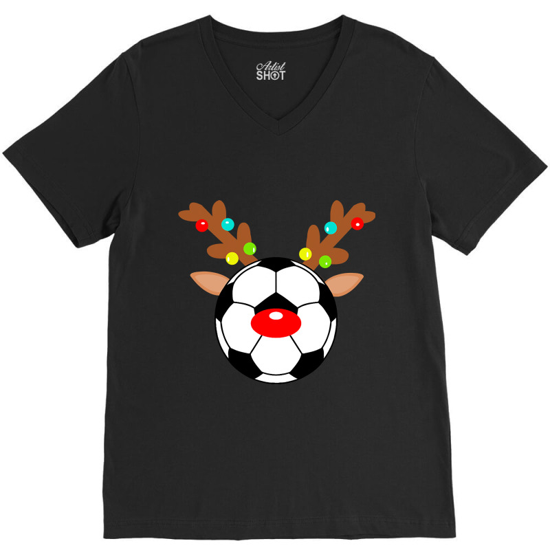 Christmas Reindeer Soccer Ball Design Sports Lover V-neck Tee | Artistshot