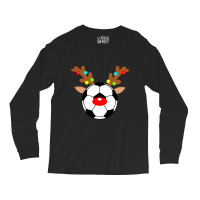 Christmas Reindeer Soccer Ball Design Sports Lover Long Sleeve Shirts | Artistshot