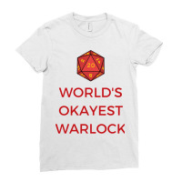 Worlds Okayest Warlock With D20 Dice Ladies Fitted T-shirt | Artistshot