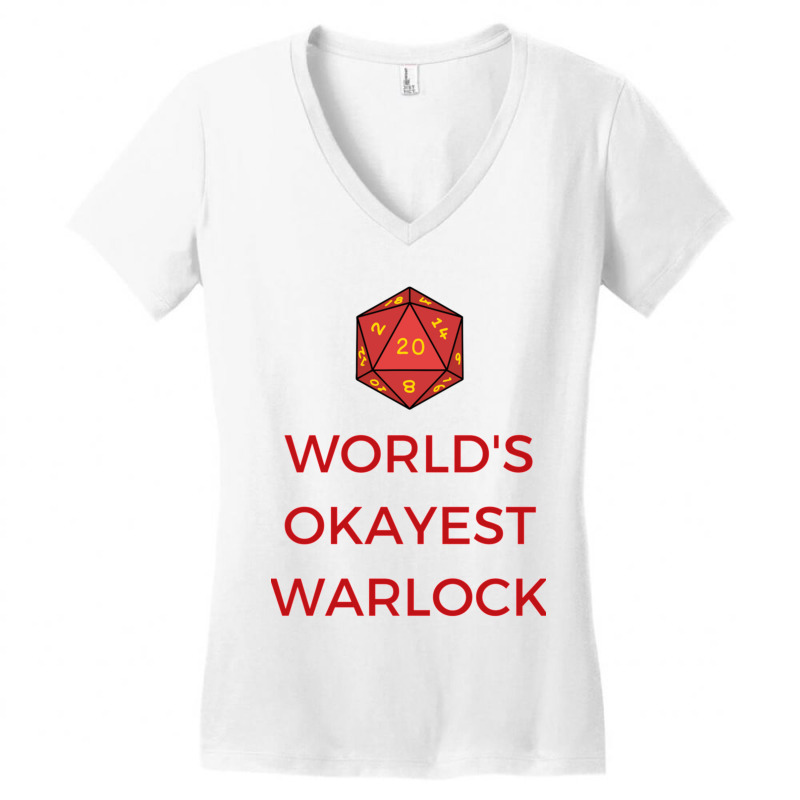 Worlds Okayest Warlock With D20 Dice Women's V-Neck T-Shirt by cm-arts | Artistshot