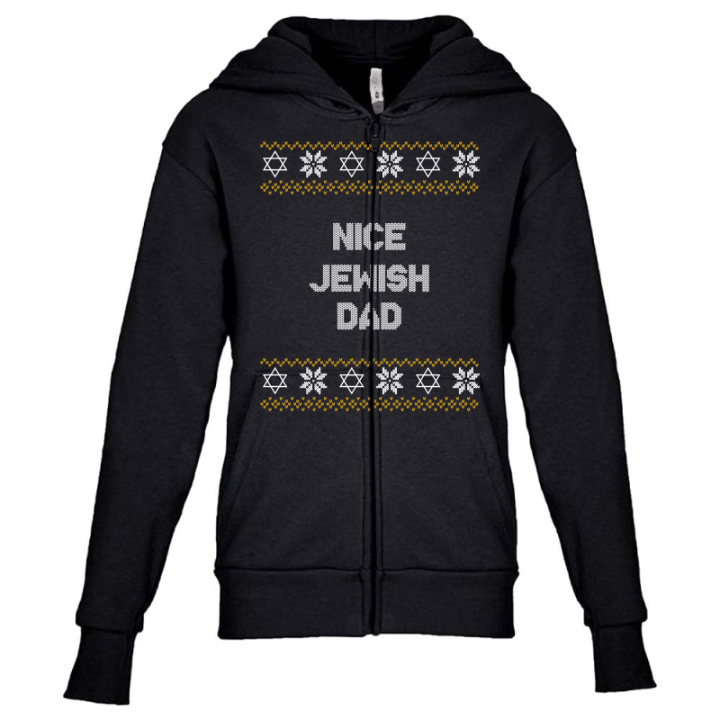 Nice Jewish Dad Ugly Hanukkah Sweater Chanukkah Jew Hannukah Youth Zipper Hoodie | Artistshot