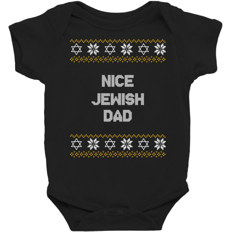 Nice Jewish Dad Ugly Hanukkah Sweater Chanukkah Jew Hannukah Baby Bodysuit | Artistshot