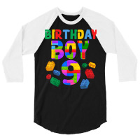 9th Birthday For Master Builder Boy 2013 Block Building Boys 3/4 Sleeve Shirt | Artistshot