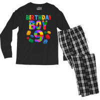 9th Birthday For Master Builder Boy 2013 Block Building Boys Men's Long Sleeve Pajama Set | Artistshot