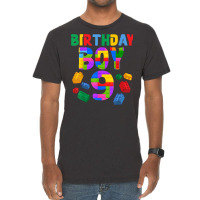 9th Birthday For Master Builder Boy 2013 Block Building Boys Vintage T-shirt | Artistshot