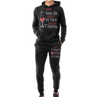 Womens Good Friends Good Wine Good Times Bling Rhinestone V Neck T Shi Hoodie & Jogger Set | Artistshot