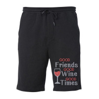 Womens Good Friends Good Wine Good Times Bling Rhinestone V Neck T Shi Fleece Short | Artistshot